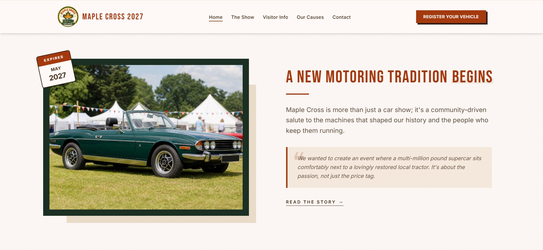 Maple Cross Car Show Laravel Website Case Study | UK